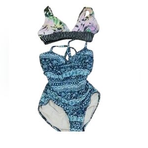 Floral Blue Kids One Piece Swimsuit